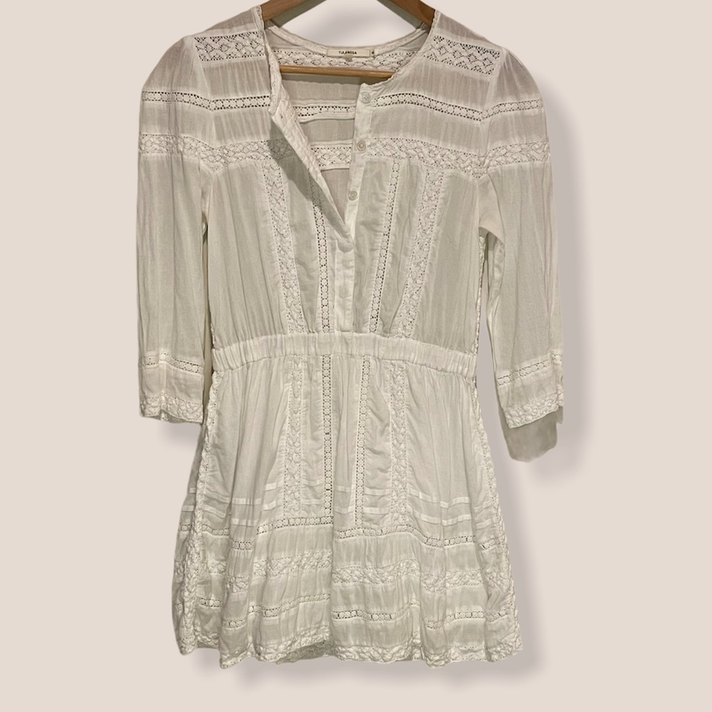 Tularosa White Lace linen mini dress S